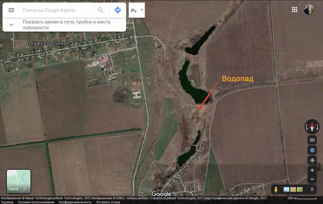 место дружелюбовсокого водопада на карте