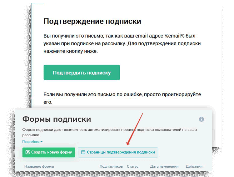 письмо со ссылкой подтверждения