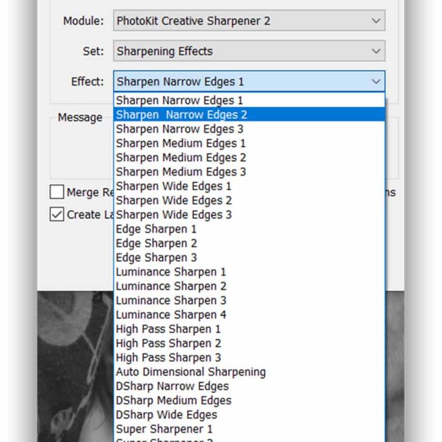 Настройки модуля Creative Sharpening
