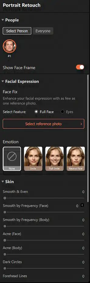 AirBrush Studio — бесплатный фоторедактор для портретной ретуши 9 Палитра Портретная ретушь вкладка кожа